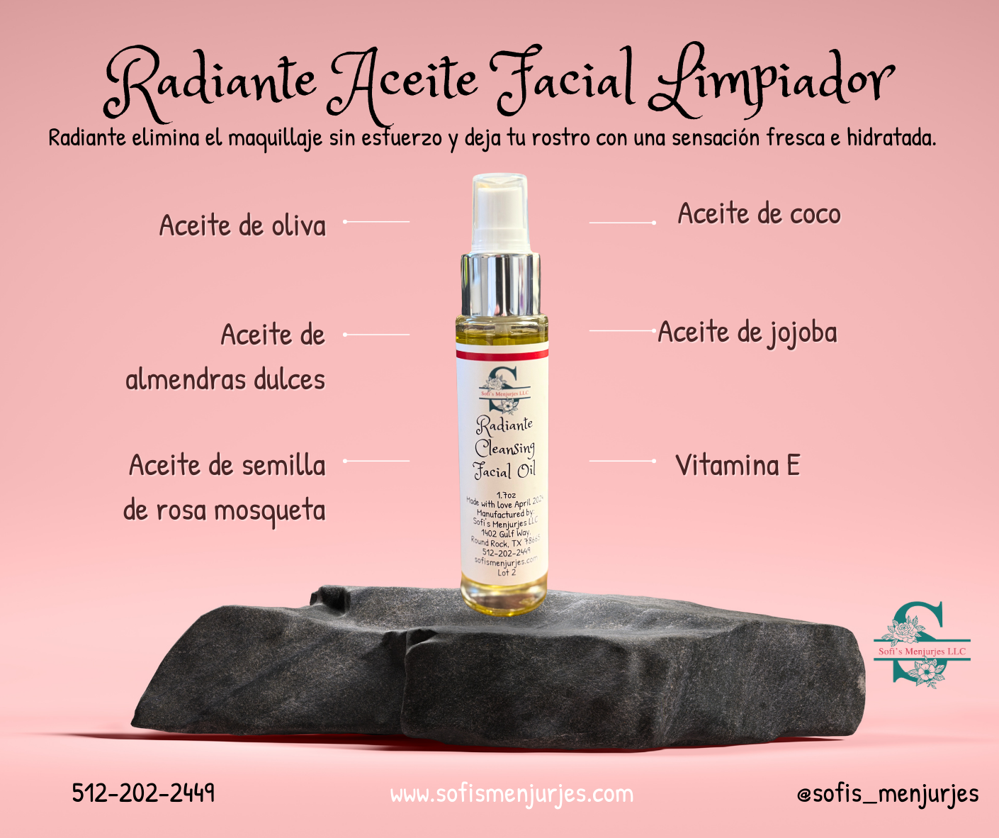 Aceite facial limpiador Radiante 2oz